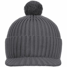 teplo Вязаная шапка с козырьком Peaky, серая (антрацит)