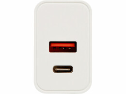 Evolt Сетевое зарядное устройство c выходами USB-A и USB-C «Recharger Pro», быстрая зарядка QC/PD, 30 Вт, белый