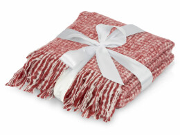 Разное Акриловый плед Harp 130x180 см, белый/бордо