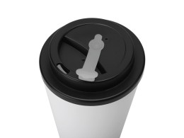 Разное Пластиковый стакан Take away с двойными стенками и крышкой с силиконовым клапаном, 350 мл, белый/черный