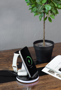 mid-oceangift Беспроводная (15W) зарядная станция "Tron" с прозрачным корпусом и подсветкой