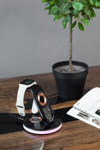 mid-oceangift Беспроводная (15W) зарядная станция "Tron" с прозрачным корпусом и подсветкой