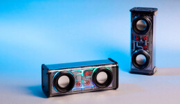 mid-oceangift Bluetooth колонка "Buzz Light" 10Вт (2х5Вт) с разноцветной подсветкой-эквалайзером и прозрачным корпусом