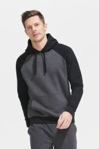 Sol's Толстовка унисекс Seattle, темный меланж с черным