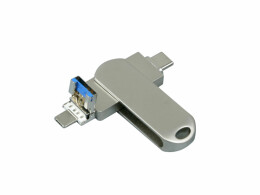 Разное Металлическая флешка для айфона 3 в 1 (i-flash_TYPEC_3_in_1.64.S, I= 64 Гб USB 3.0, Металлический корпус. Без перс.)