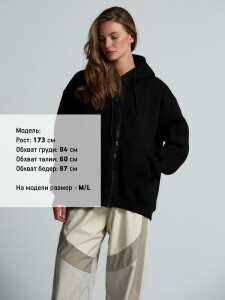 Molti Толстовка унисекс оверсайз Zippy, черная