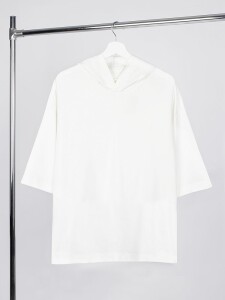 Manevr Футболка оверсайз унисекс с капюшоном Neofit, молочно-белая