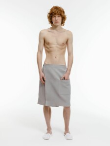 сделано в России Килт вафельный мужской Onsen, светло-серый, единый размер