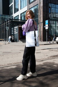1 Шоппер Superbag Bubble, стёганый, без застёжки (белый с черным)