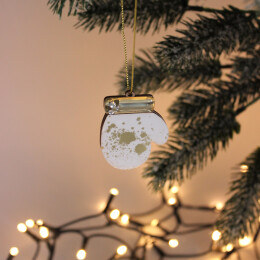 1 Ёлочная игрушка Варежка (белый с золотым )