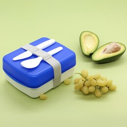 1 Ланч-бокс Lunch Blue line со столовыми приборами (синий)