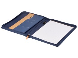 Lettertone Портфолио А4 из RPET на молнии "Harvey", 40 л FSC бумаги, синий