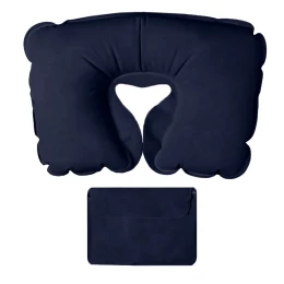 Happy gifts Подушка надувная дорожная WAY в футляре; синий; 43,5х27,5 см; твил; шелкография