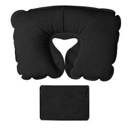 Happy gifts Подушка надувная дорожная WAY в футляре; черный; 43,5х27,5 см; твил; шелкография