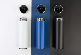 SOFTOUCH Термос "Бостон silver line" 500 мл с индикацией температуры, пудра белый