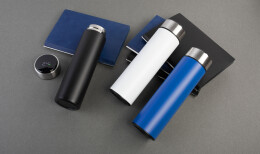 SOFTOUCH Термос "Бостон silver line" 500 мл с индикацией температуры, пудра белый