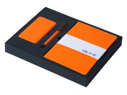 Разное Подарочный набор c блокнотом С1, ручкой и повербанком 5000 mAh, оранжевый