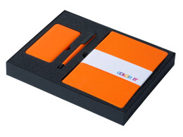 Разное Подарочный набор c блокнотом С2, ручкой и повербанком 10000 mAh, оранжевый