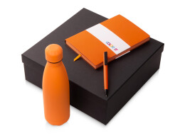 Разное Подарочный набор c блокнотом C1, ручкой и термобутылкой, оранжевый