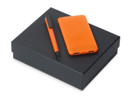 Разное Подарочный набор c пластиковой ручкой, повербанком С1, 5000 mAh, оранжевый