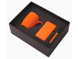 Разное Подарочный набор c кружкой, пластиковой ручкой и повербанком С1, 5000 mAh, оранжевый