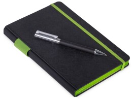 Lettertone Бизнес блокнот "Bossy" с ручкой, черный и зеленое яблоко