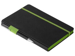 Lettertone Бизнес блокнот "Bossy" с ручкой, черный и зеленое яблоко