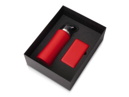 Разное Подарочный набор с бутылкой для воды и повербанком С2, 10000 mAh, красный
