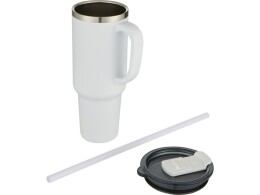 Разное Sydney медная кружка с двойными стенками, сертифицированная согласно RCS, с вакуумной изоляцией и соломинкой, 1200 мл - Белый