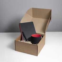 Happy gifts Набор подарочный FLAME: блокнот, ручка, кружка; черный/красный