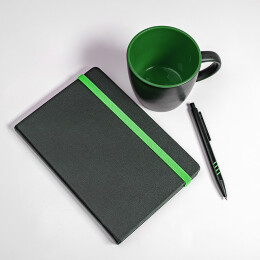 Happy gifts Набор подарочный HYPER: кружка, ежедневник, ручка; черный/зеленый