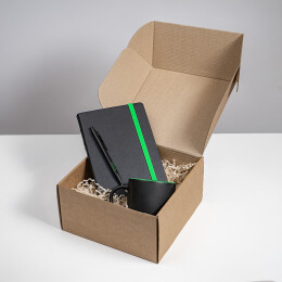 Happy gifts Набор подарочный HYPER: кружка, ежедневник, ручка; черный/зеленый