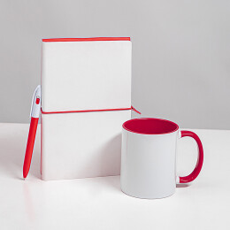 Happy gifts Набор подарочный WHITE VEIL: блокнот, ручка, кружка; белый/красный