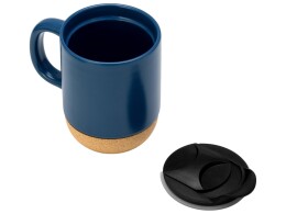 Разное Кружка Denpasar с пробковым дном и крышкой, цветная с двух сторон, бензиновый синий