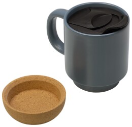 Разное Кружка Denpasar с пробковым дном и крышкой, цветная с двух сторон, антрацит