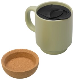 Разное Кружка Denpasar с пробковым дном и крышкой, цветная с двух сторон, оливковый
