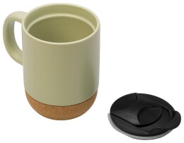 Разное Кружка Denpasar с пробковым дном и крышкой, цветная с двух сторон, оливковый