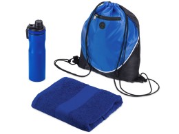 Разное Спортивный набор со стальной бутылкой и полотенцем «Advanced», синий