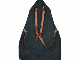 Разное Набор: фартук из натуральной кожи в тубусе, черный с рыжими ремнями