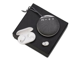 Разное Подарочный набор с колонкой и наушниками «Full Music», белый, серый