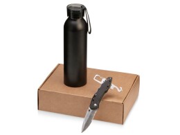 Разное Подарочный набор с бутылкой для воды и ножом «Tourist», черный