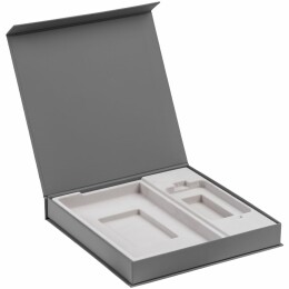 сделано в России Коробка Modum с ложементом под ежедневник 13х21 см и аккумулятор, серая