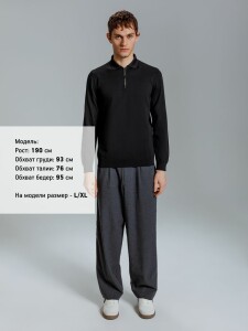 Molti Рубашка поло мужская с длинным рукавом Terrazzo, черная