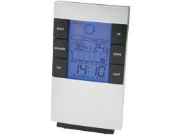 Разное Настольная метеостанция Como с часами-будильником, серебристый/черный (Р)