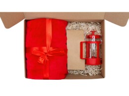 Разное Подарочный набор Tea time с пледом, красный