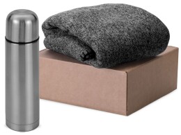 Разное Подарочный набор Calmy с термосом и пледом, серый