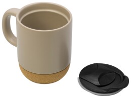 Разное Кружка Denpasar с пробковым дном и крышкой, цветная с двух сторон, бежевый (Р)