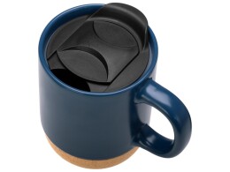 Разное Кружка Denpasar с пробковым дном и крышкой, цветная с двух сторон, бензиновый синий