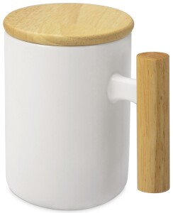Eat&Bite Кружка с ручкой и крышкой из каучукового дерева Jeny, белый