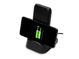 Qjet Портативное беспроводное зарядное устройство с док-станцией "Uniq", 10000 mah, черный